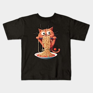 Cats eating spaghetti Kids T-Shirt
